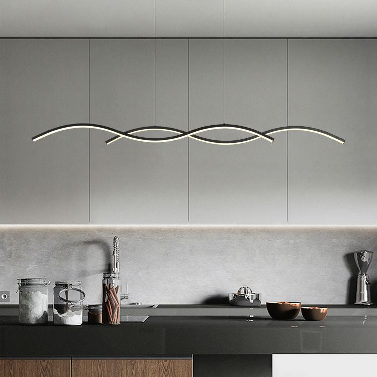 1 luminaire de plafond linéaire à LED de lumière Nouveau pendentif en aluminium noir moderne