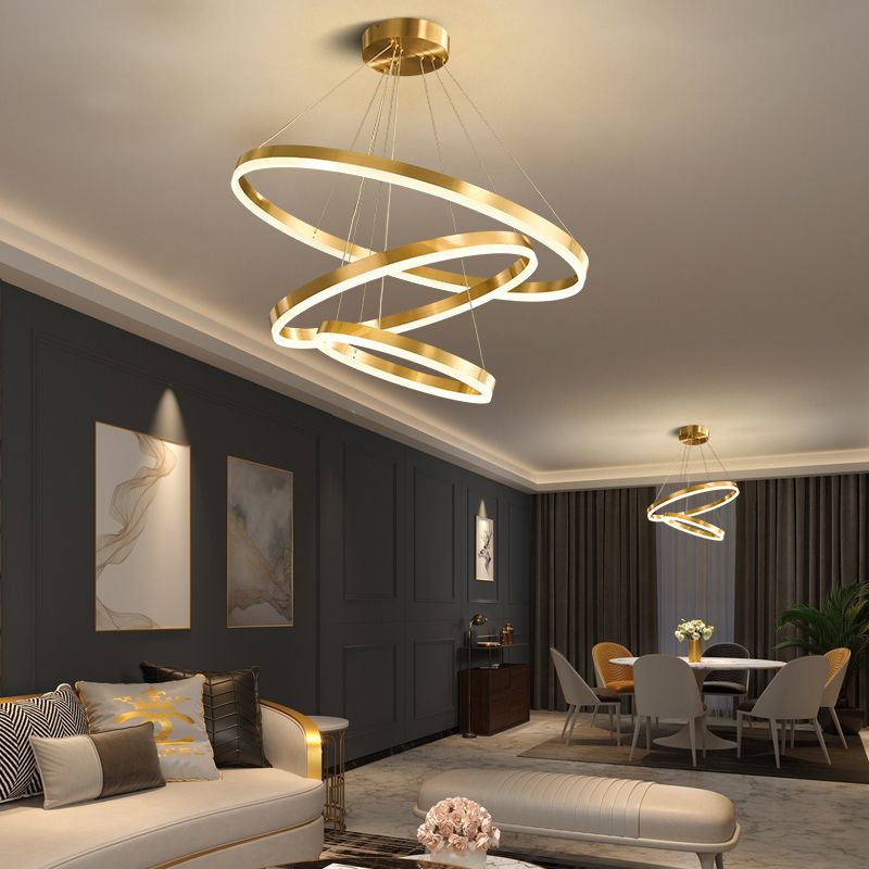 Nuevos accesorios de lámparas de lámpara de araña de oro modernas Luce de colgantes acrílico para sala de estar