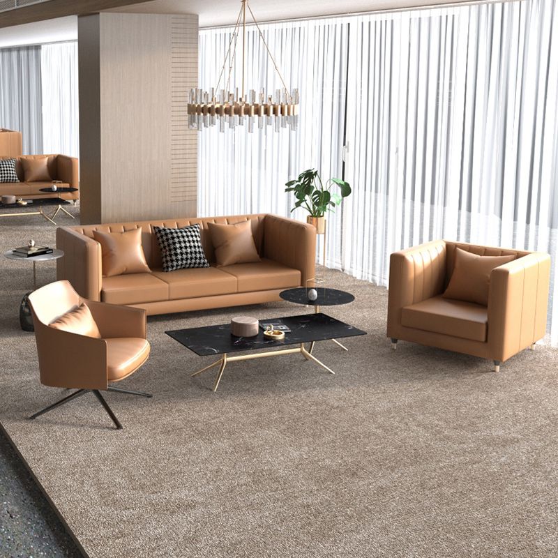 Genuine Leather Tuxedo Arm Sofa 33.46" Wide Contemporary Sofa, Brown