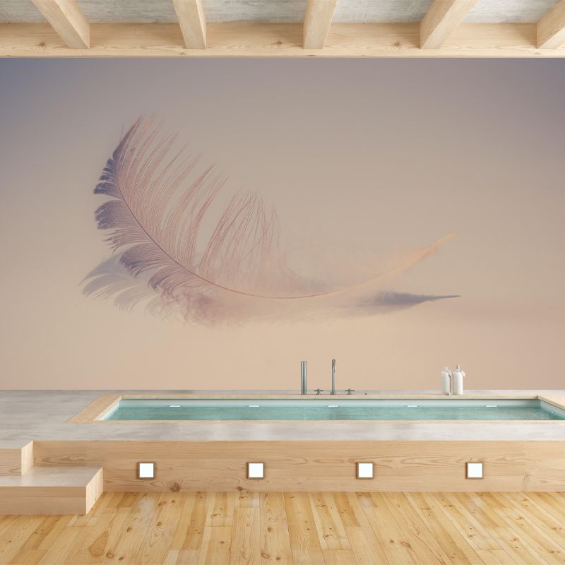 Bird Feather Mural Wallpaper for Wall Decor Contemporary Girls Room Wall Art