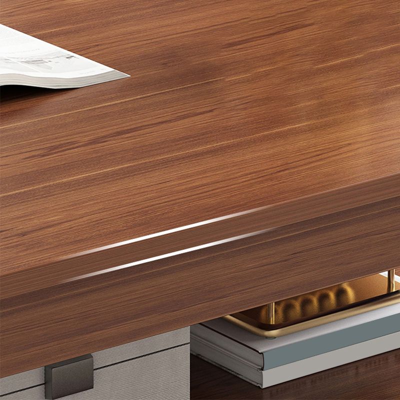 4 Legs Wood Cocktail Table No Distressing Coffee Table with Storage Shelf