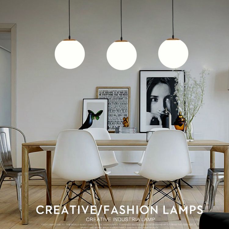 1 globe léger peinnant plafonniers industriels en verre de lait en verre pendant luminaires pour le restaurant