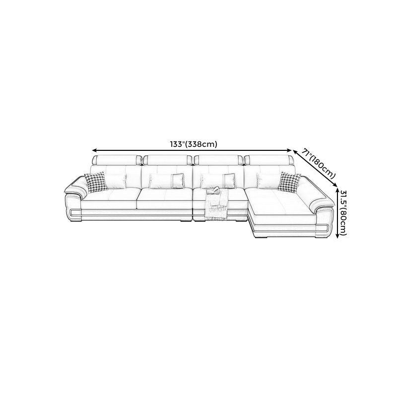 Faux Leather Pillow Top Arm Sectionals 31.5"High Cushion Back Sofa with Slipcover