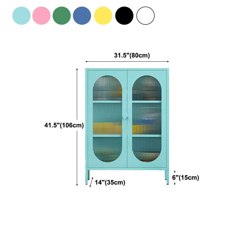Steel Dining Room Sideboard Cabinet Modern Server Cabinet with Storage and Two Doors