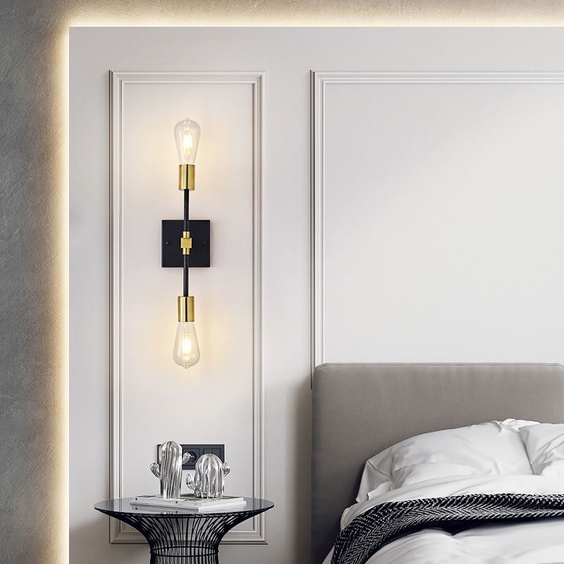 Nordic Style Metal Wall Light Minimalist 2 Lights Wall Sconce for Bedroom