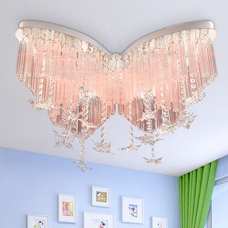 Edelstahl Papilionaceous LED Deckenleuchte im modernen Romantik-Stil Crystal Flush Mount für Schlafzimmer