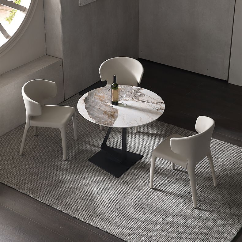 Glossy White Stone Dining Table Set 1/2/3/4 Pieces Modern Dinette Set for Kitchen