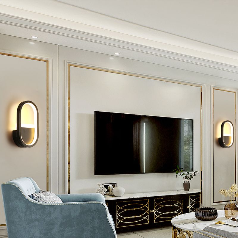 Metal Oval Shape Wall Lighting Modern 1-Light Wall Mounted Light Fixture