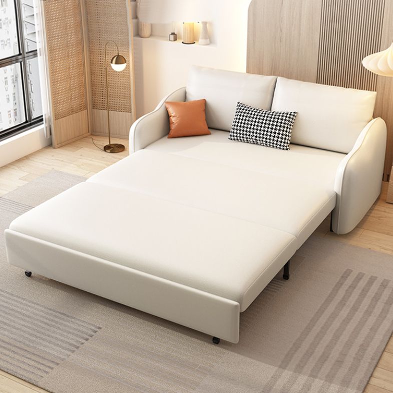 Contemporary Sleeper Sofa Stainless Steel Upholstered Pillow Back Futon Sofa Bed