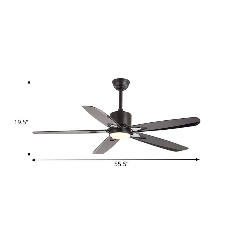 55,5 "W LED Semi Flush Mount Contemporary Circle Metallic Hanging Deckenventilator Beleuchtung in Schwarz für Schlafzimmer, 5 Klingen