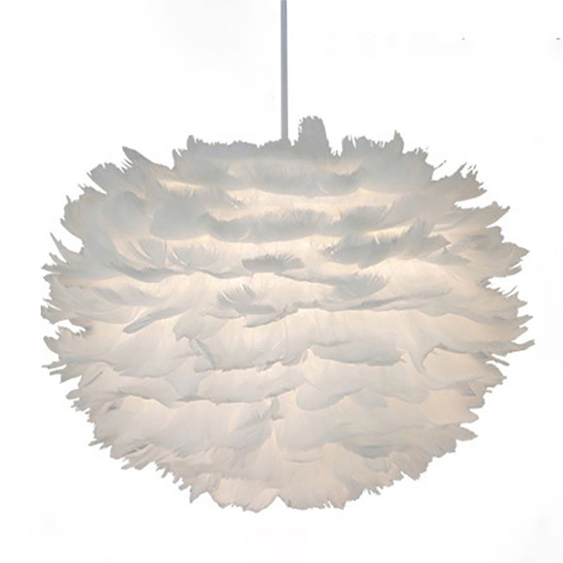 Modern Style Unique Chandelier Feather 3 Light Hanging Lamp for Bedroom