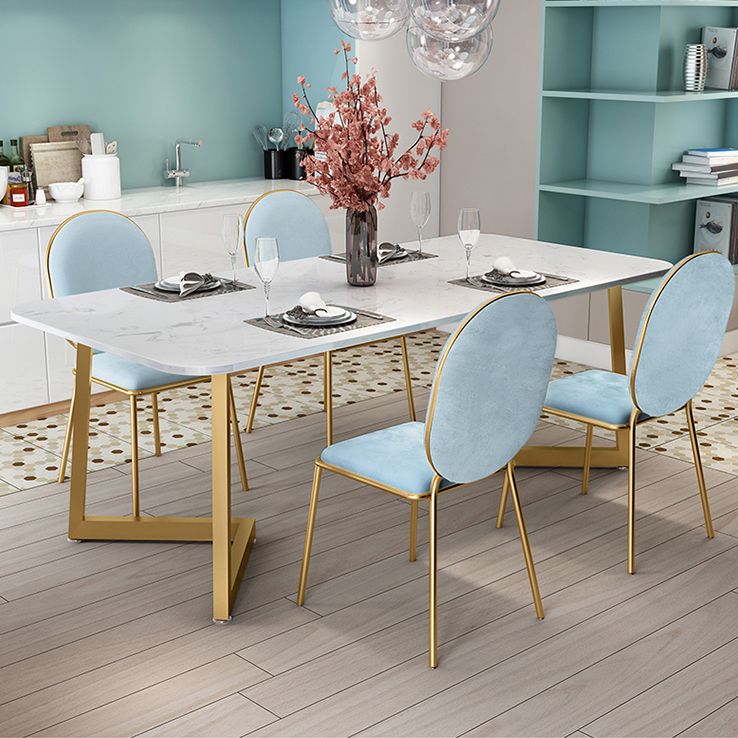 Rectangle Stone Dining Table Traditional Luxury Dinette Table for Home