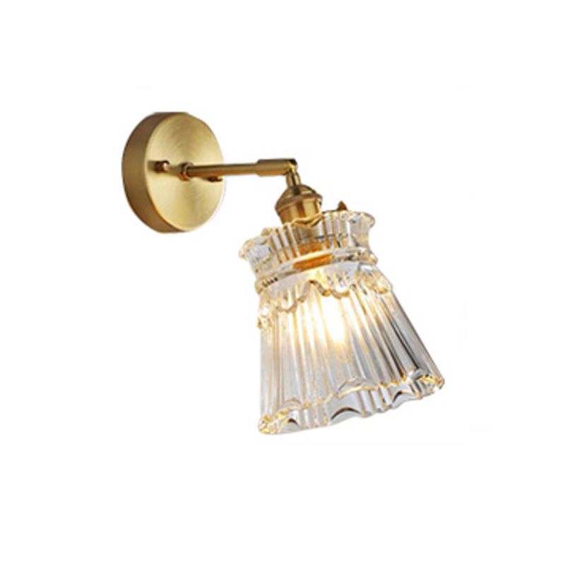 Contemporary Simple Glass Wall Sconce 1 Head Gold Wall Light for Living Room