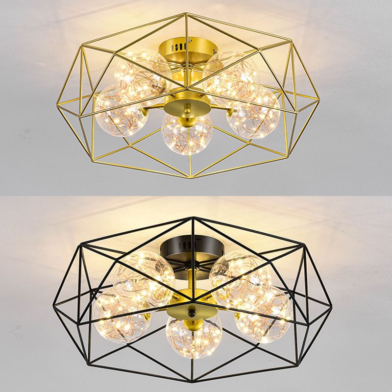 Modern Simple Iron Ceiling Light Geometry Shape Ceiling Lamp for Bedroom
