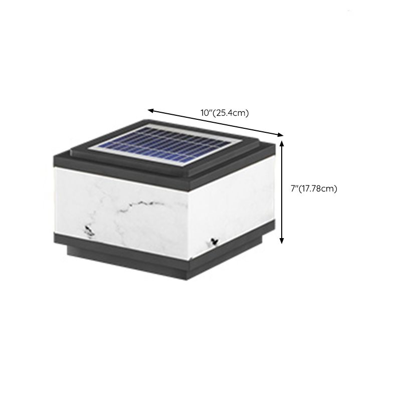 Metal Geometric Shape Outdoor Light Modern 1 Light Solar Pillar Lamp in Black