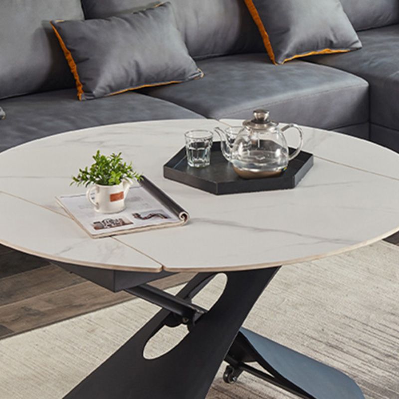 Glam Adjustable Height Coffee Table Slate Cross Legs Cocktail Table