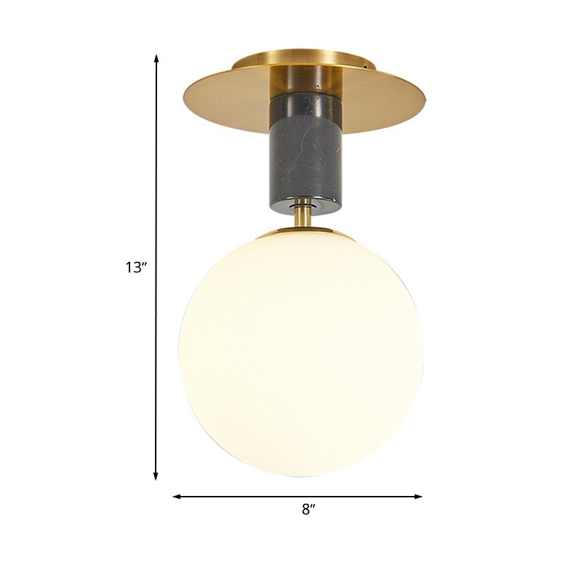 Matglazen bolvormige inbouwverlichting Minimalistisch 1/2-licht plafondgemonteerd armatuur in goud voor slaapkamer