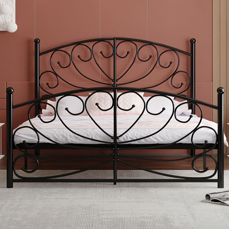 Modern Iron Open-Frame Bed with Arched Headboard and Metal Legs