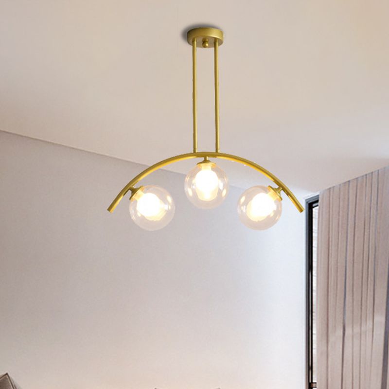 Pendente dell'isola postmoderno 3/5/7 light con luce piena di soffitto curvy in oro per ombra chiara/bianca per cucina