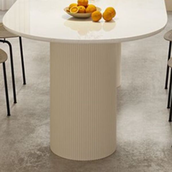 Sintered Stone Luxury White Table Oval Dining Table with Double Pedestal