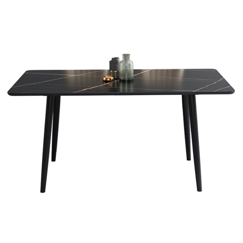 Dining Room Contemporary Sintered Stone Dining Table Rectangular Table with Metallic Base