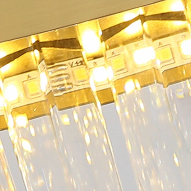 Oval Dining Room Hanging Lamp Kit Three Side Crystal Rod Postmodern LED Chandelier Light in Gold