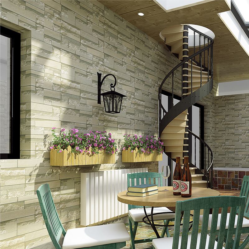 Industrial Faux Brick Wallpaper Pastel Color Moisture Resistant Wall Decor for Restaurant