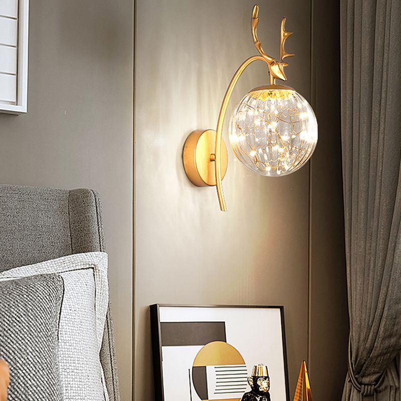 1 Light Spherical Wall Sconce Modern Style Glass Wall Lighting for Dining Room
