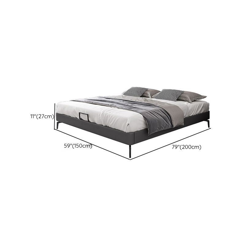 Dark Grey Platform Bed Wood and Upholstered Platform Bed Frame with Metal Legs