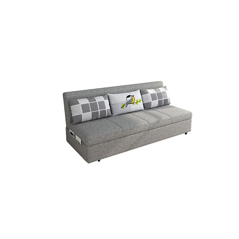 Contemporary Armless Cotton Blend Sofa Bed in Grey with Storage