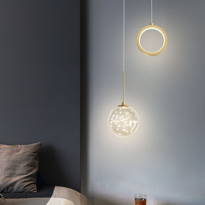 2-leichter sphärischer Anhänger Anhänger Modernes Glashängung Licht für Wohnzimmer