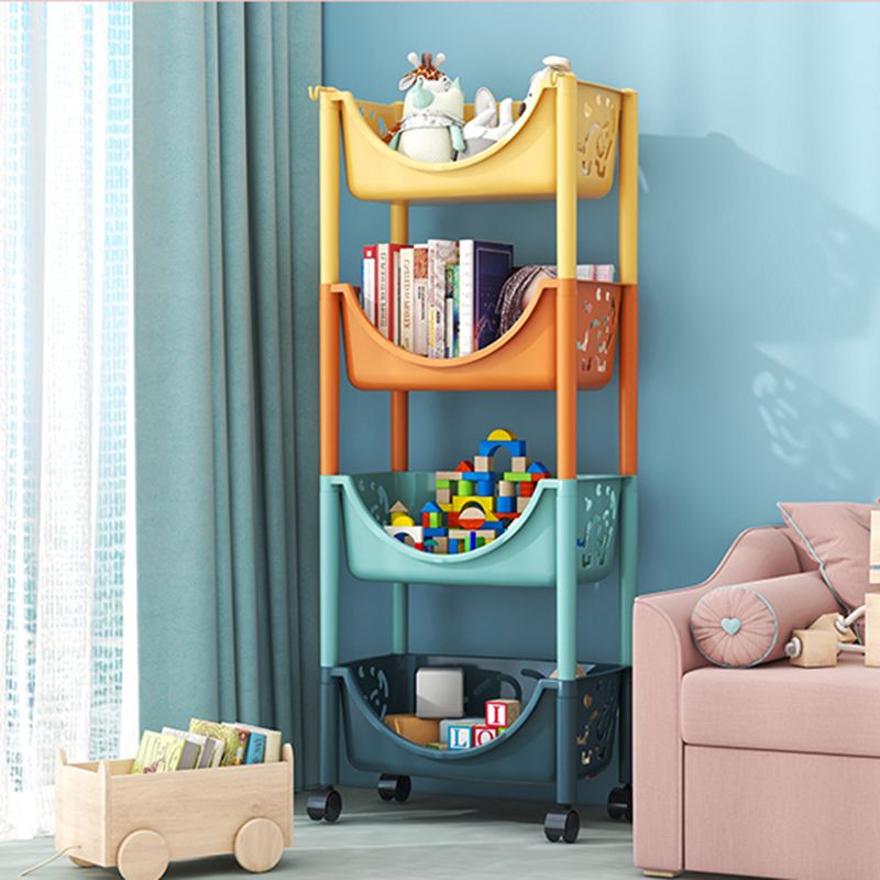 Scandinavian Style Bookcase with Casters Shelf Bookcase for Home and Office