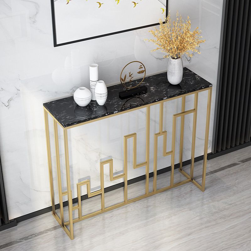 11.81" W Contemporary Console Accent Table Antique Finish Sofa Console Table in Marble