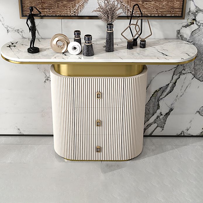Glam Stone Console Table Scratch Resistant Console Sofa Table for Hall
