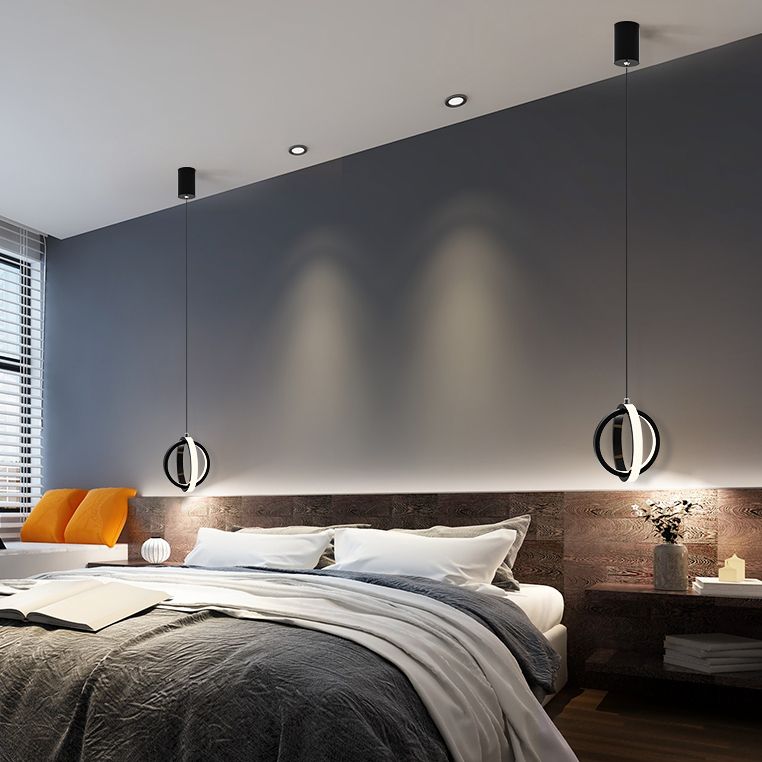 Aluminium LED Hanging Light in Modern Minimalist Style Silicone Globe Pendante Light for Bedroom