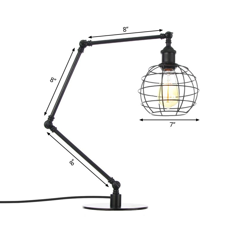 Lámpara de mesa para cafetería de metal con 1 cabezal y pantalla global en acabado negro/latón