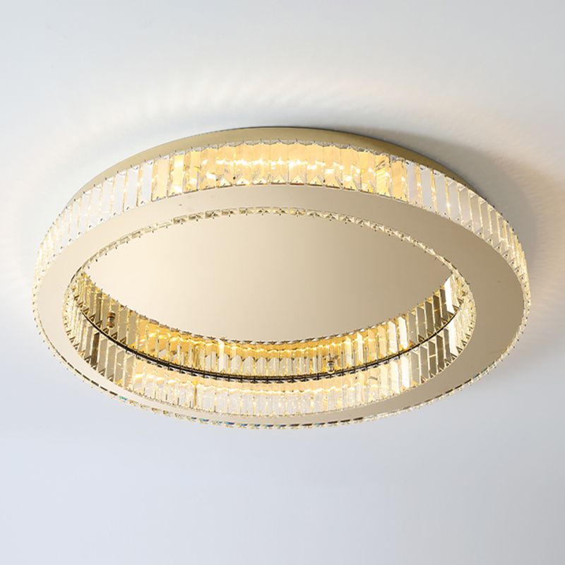 Living Room K9 Crystal Flush Mount Light Fixture Contemporary Cylinder Flush Light Fixture