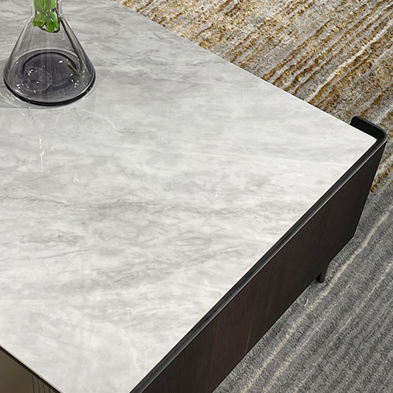 28" Wide Contemporary Cocktail Table White 4 Legs Stone Coffee Table