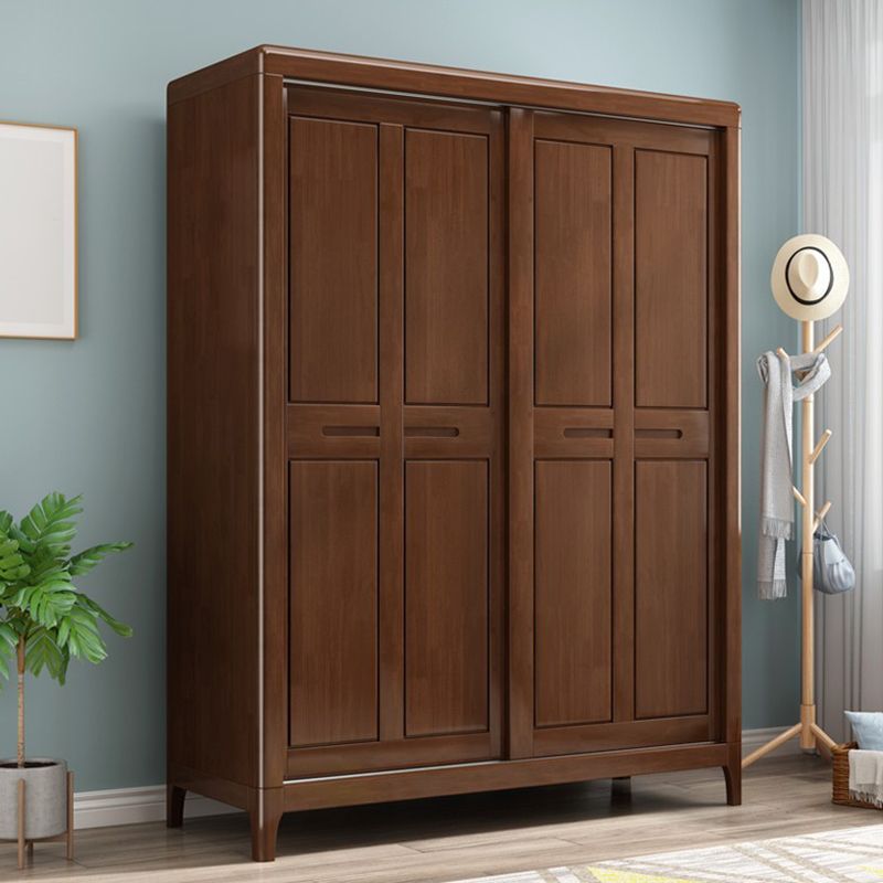 Traditional Solid Wood Wardrobe Freestanding Wardrobe with Self Close Drawers and Doors