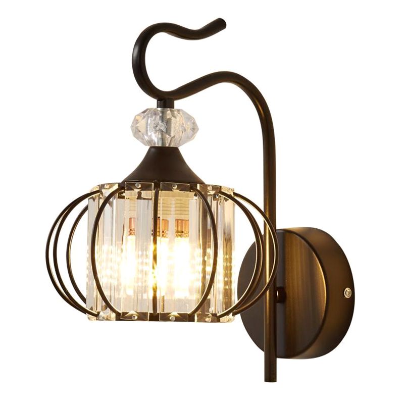 11" Height Pumpkin Shaped Crystal Wall Lamp Nordic Style Simplicity Metal Sconce Lights for Hallway Stairs