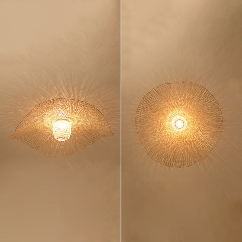Asian Hat Shape Flush Mount Lighting Fixture 1-Light Flushmount Ceiling Lamp for Living Room