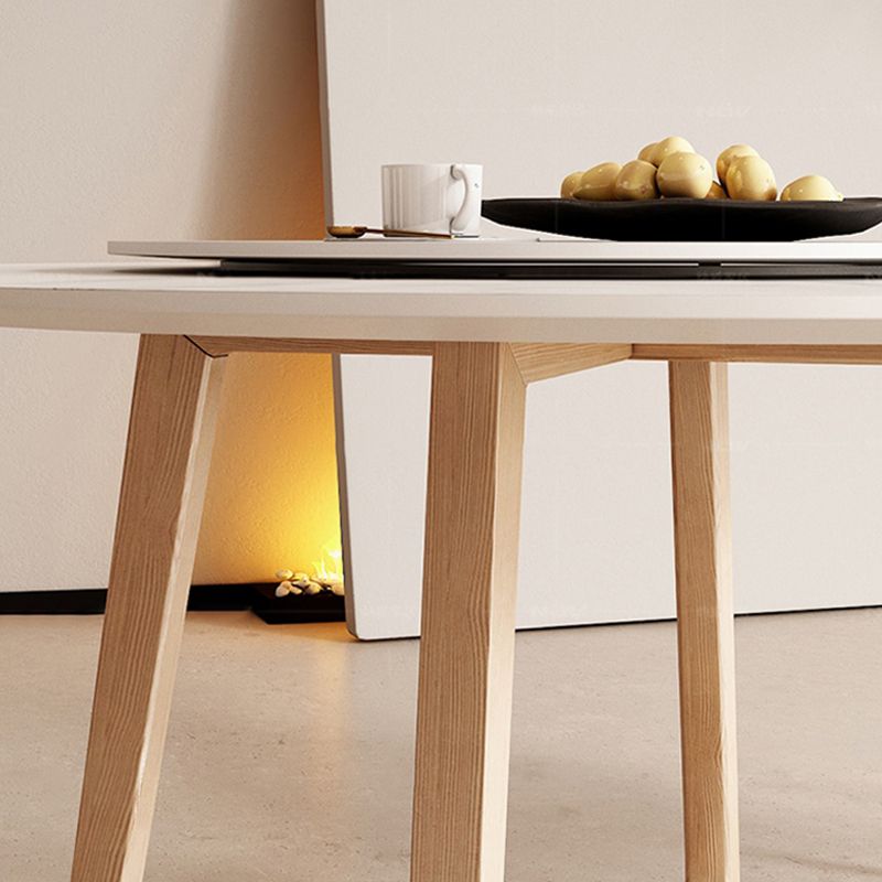 Contemporary Dining Set 1/2/5/7 Pcs Round Dining Table and Chairs with Solid Wood Frame