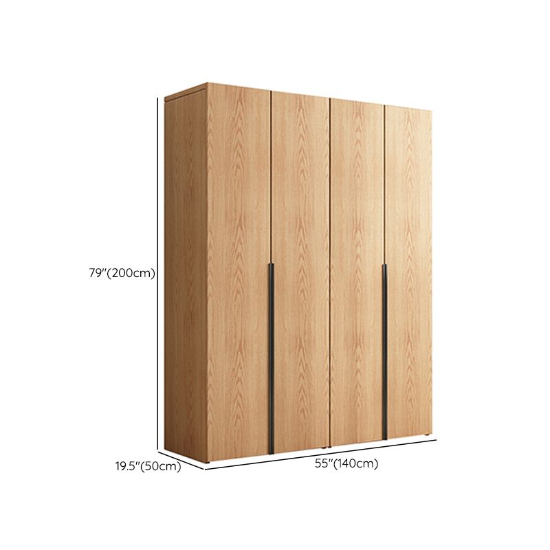 Contemporary Freestanding Natural Wardrobe Oak Solid Wood Wardrobe with Shelves