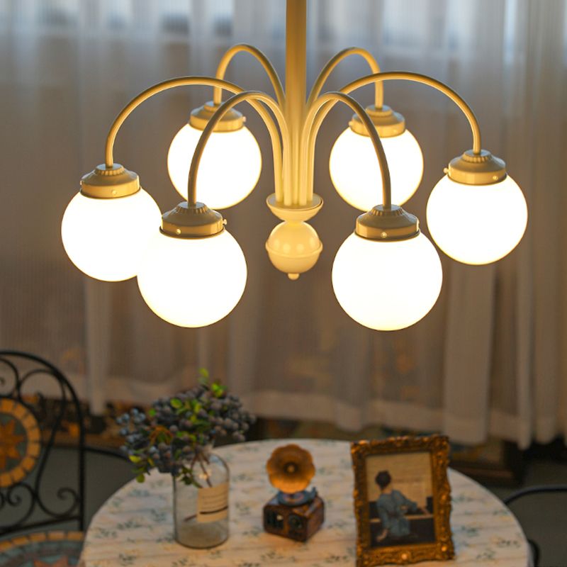 Luci a soffitto a sospensione di crema nordica Global Glass Cionsent lampadario per soggiorno