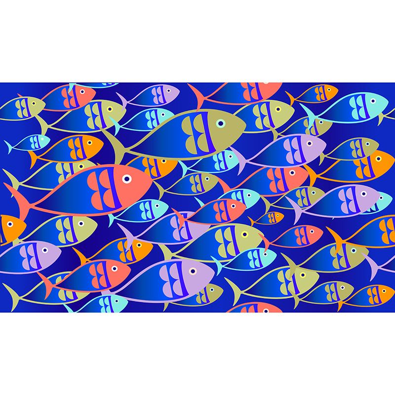 Underwater Creature Illustration Mural Wallpaper for Living Room Wall Covering