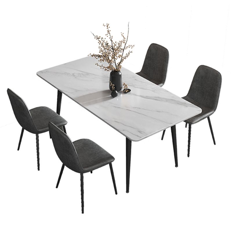 Stone Top Dining Table Industrial 4 Legs Dining Table for Dining Room