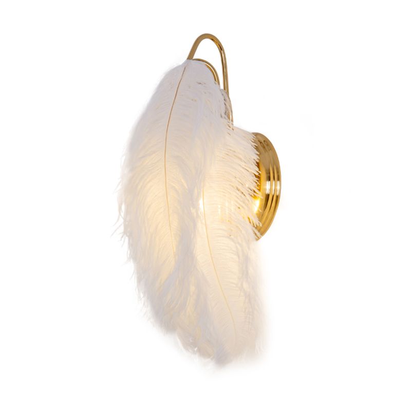 Nordic Feather Wall Mount Light 1 Light Ambient Lighting Wall Lamp for Bedroom