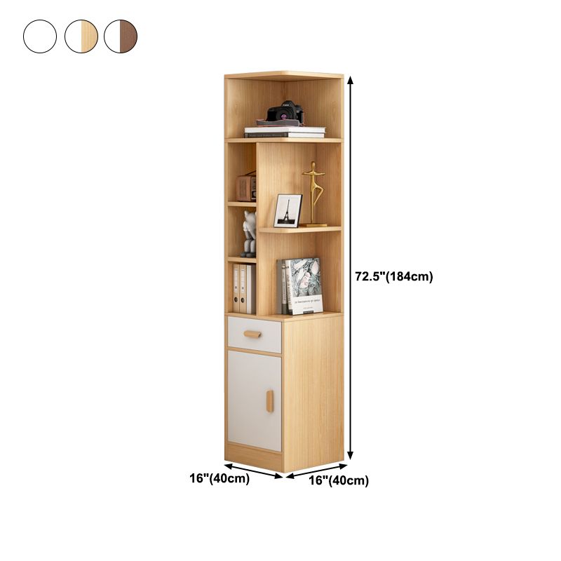 Engineered Wood Shelf Bookcase Scandinavian Corner Bookcase for Study Room