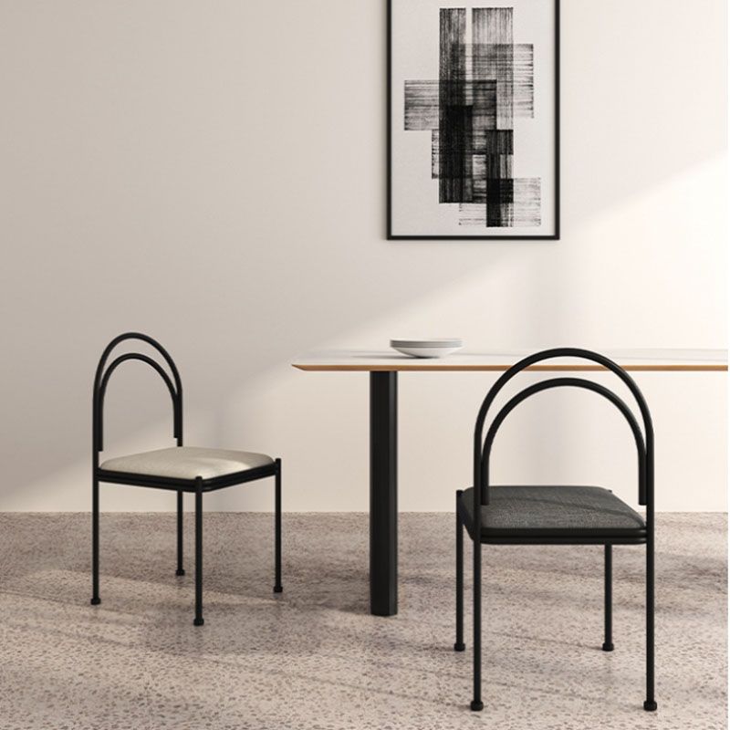 Industrial Style Armless Dining Chair Metal Frame Open Back Dining Chair for Bedroom
