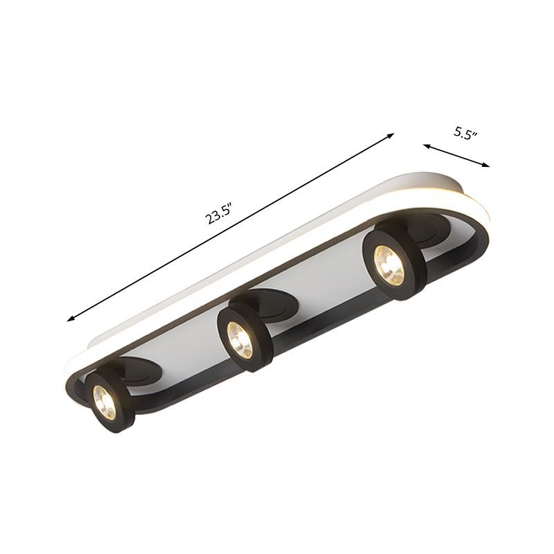 Rectangular Flush Lighting Modern Acrylic 4/6/8 Lights Black Flush Ceiling Lamp in Warm/White Light for Living Room